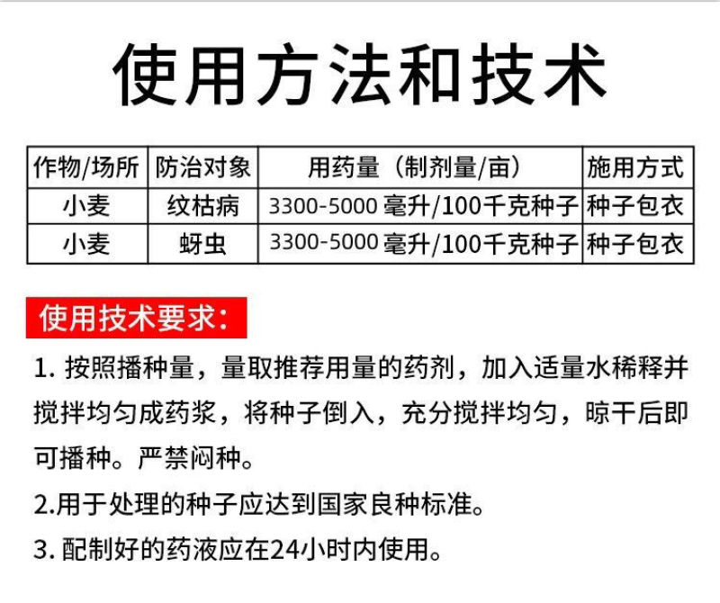 小麦专用拌种剂噻虫·呋虫胺蚜虫纹枯病防病防虫种子包衣