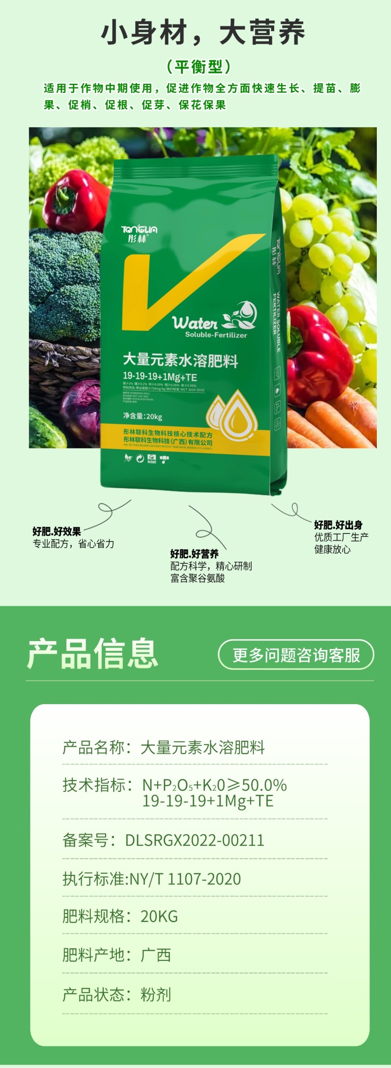 彤林大量元素水溶肥19-19-19平衡型通用肥保花促果