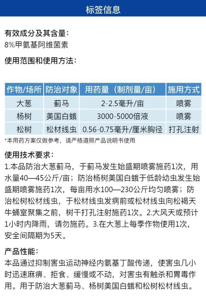 整箱标统8%甲氨基阿维菌素苯甲酸盐防治蓟马美国白蛾松材
