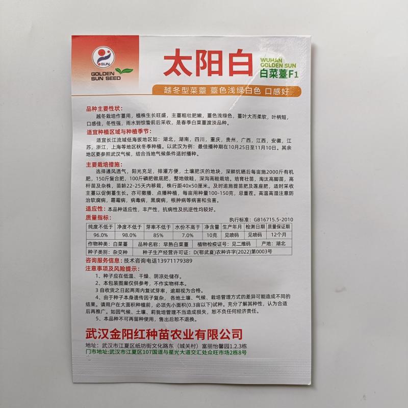 【金阳太阳白】越冬型白菜苔种子苔白苔粗口感好年后采收