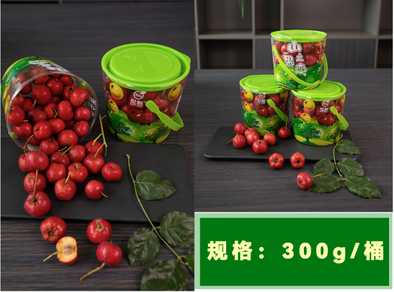 悦颗红山楂6合一手提桶果形玲珑，酸甜可口，长期供应