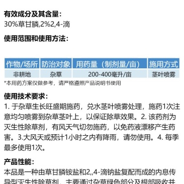牛不耙32%滴酸草甘磷膦除草烂根剂公路荒地杂草灭草剂除草