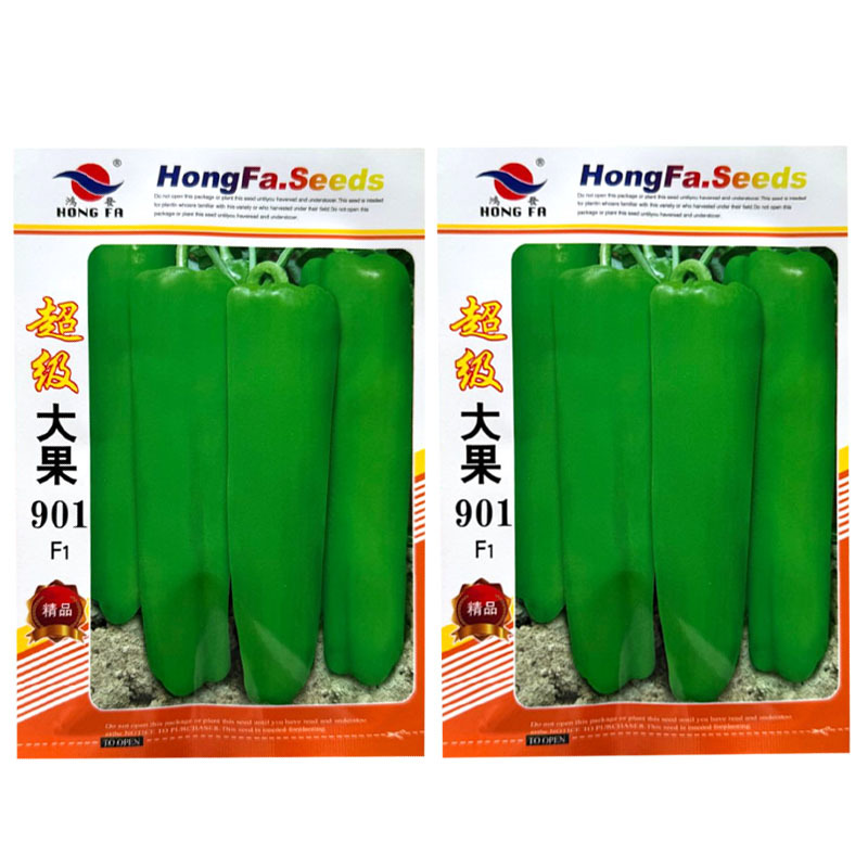 大果901牛角椒种子杂交早熟抗病果皮亮绿口感微辣大田基地