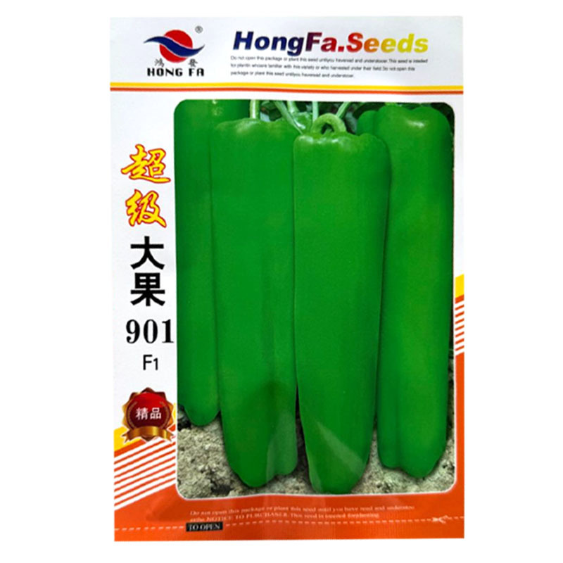 大果901牛角椒种子杂交早熟抗病果皮亮绿口感微辣大田基地