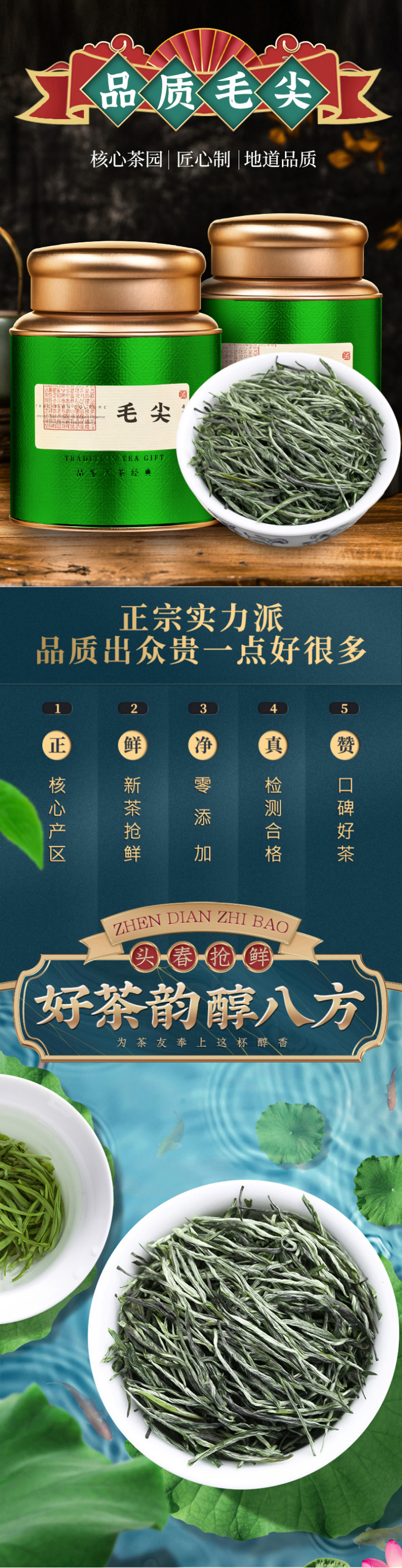 毛尖茶叶新茶明前春茶浓香型炒青毛尖绿茶嫩芽茶叶罐装