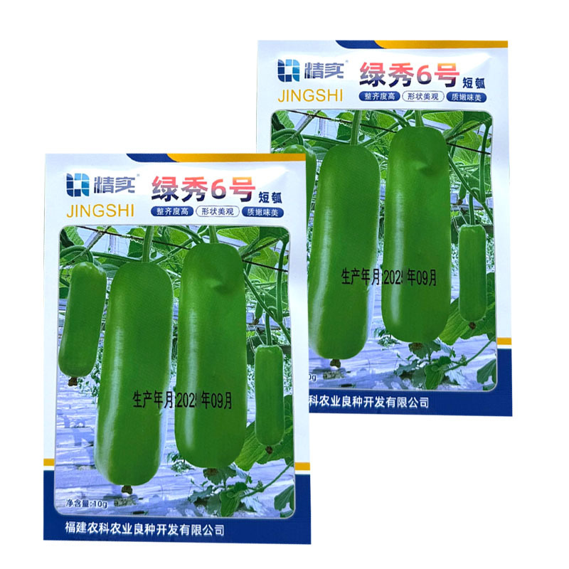 绿秀6号短瓠种子早熟瓠瓜种子瓜皮深绿色油亮短圆筒形基地种