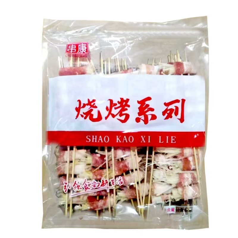 五花肉金针菇串烧烤食材炸串油炸铁板烤串猪肉串烧烤油炸