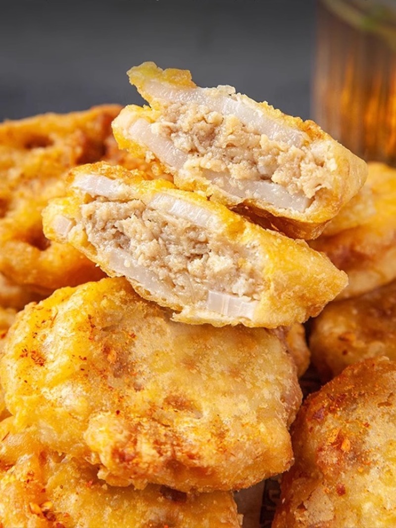 清真香酥脆藕盒藕夹藕饼冷冻半成品油炸小吃空气炸锅食材