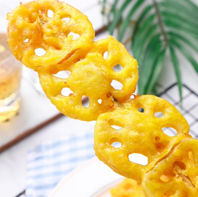 莲藕片串黄金藕串商用批发冷冻半成品烧烤食材油炸小吃裹粉素