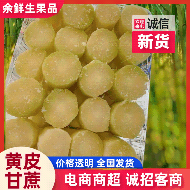 黄皮甘蔗薄皮脆甜多汁当季水果云南正宗新鲜甘蔗供应电商