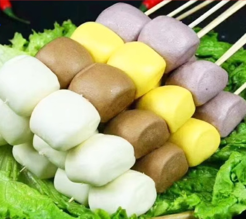 烧烤馒头串彩色奶油小馒头儿童餐油炸小吃商用食材半成品