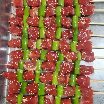 福康玲青椒牛肉串芝香牛肉味串鸭肉串烧烤油炸食材家庭商用