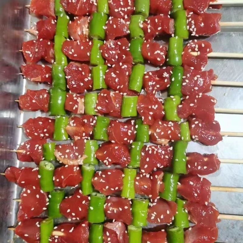 福康玲青椒牛肉串芝香牛肉味串鸭肉串烧烤油炸食材家庭商用