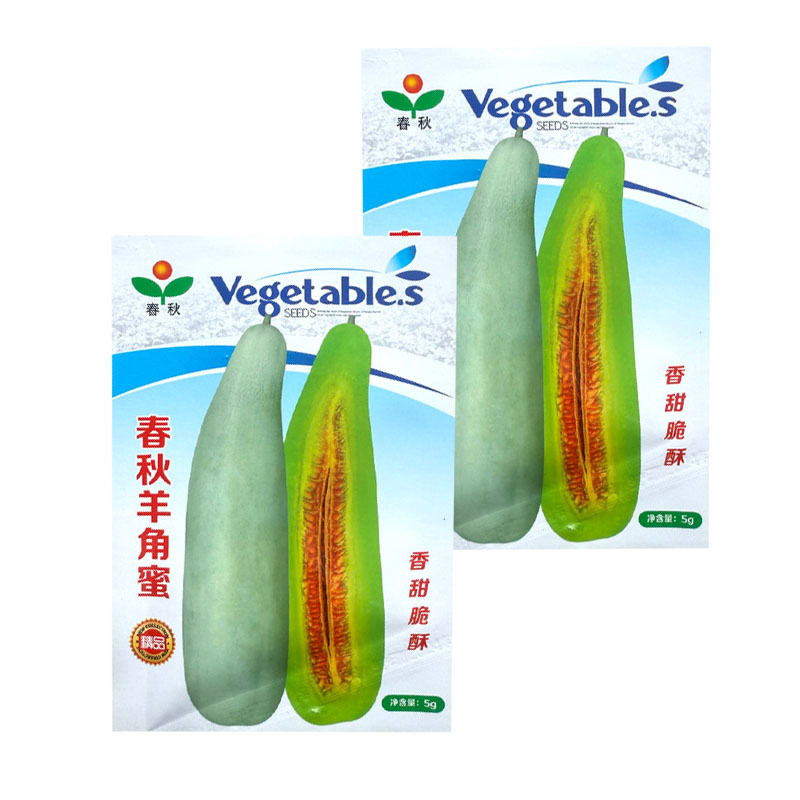 春秋羊角蜜甜瓜种子早熟果肉黄绿糖度高香甜脆酥多汁大田基地