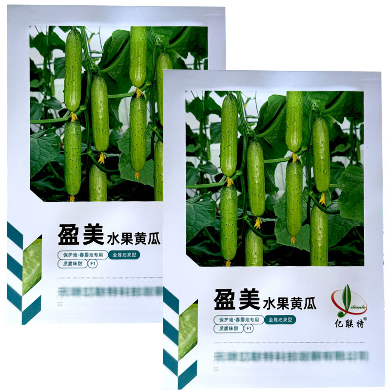 盈美水果黄瓜种子全雌油亮型薄皮肉厚保护地春露地种植