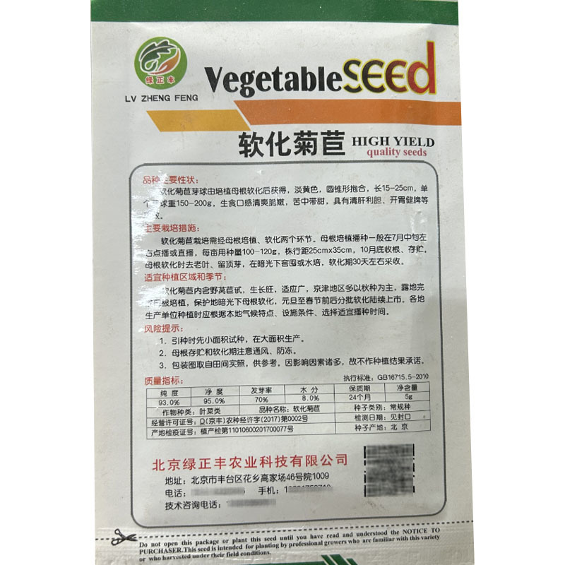 软化菊苣种子黄芽球菊苣苦菊种籽金玉兰菜生吃口