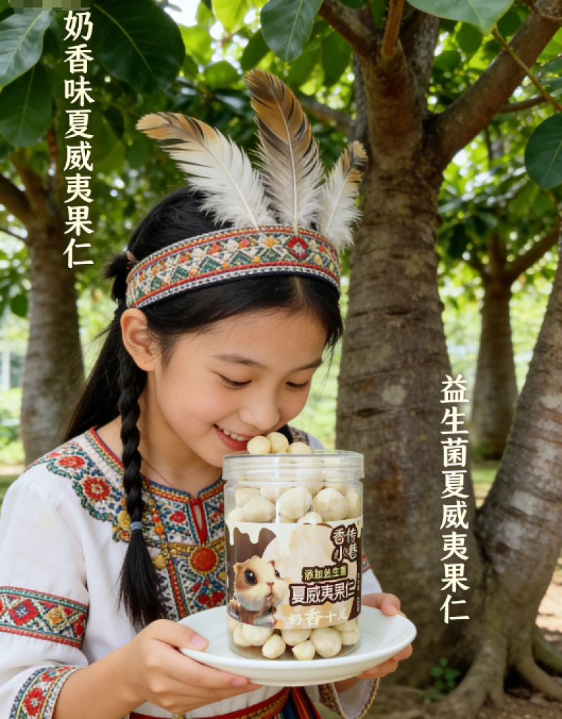 奶香味益生菌夏威夷果仁灌装孕妇坚果干果仁零食年货