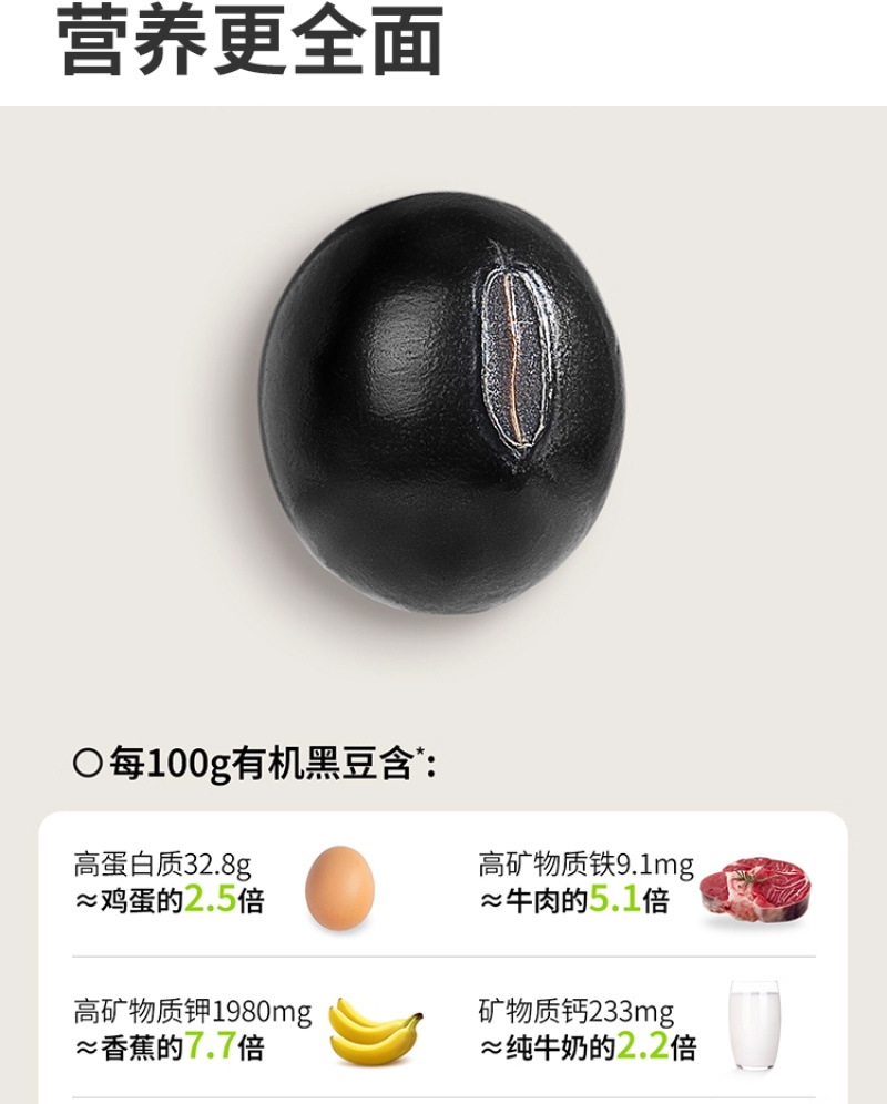 有机黑豆东北绿心黑豆青仁豆小黑豆新豆粗粮杂粮山姆批发代发