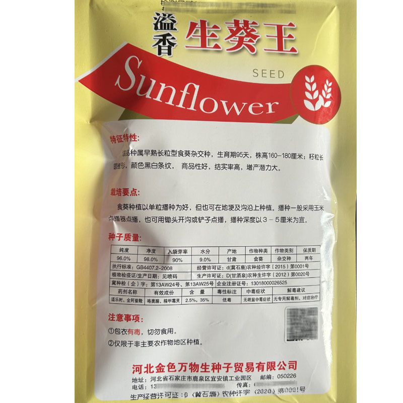 食用向葵花籽种子皮薄仁大瓜仁香100g结实率高