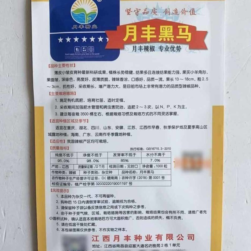 月丰黑马薄皮椒小皱皮辣椒种子抗病高产香辣口感好羊角椒种子