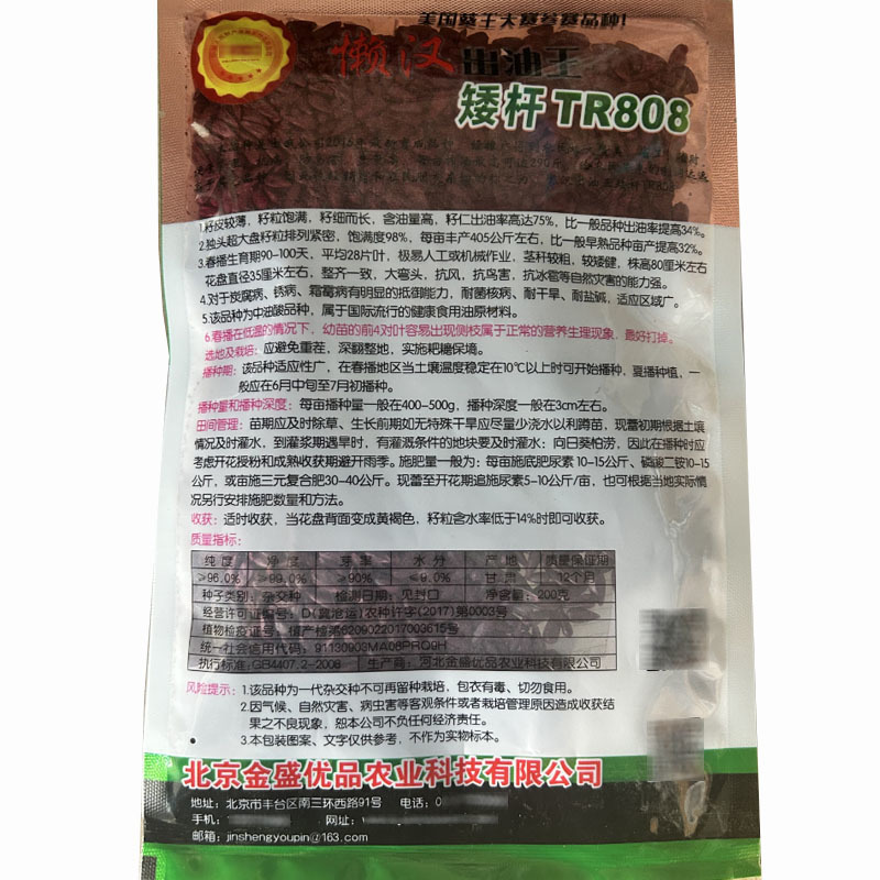懒汉出油王油葵种子向日葵籽矮杆TR808基地型