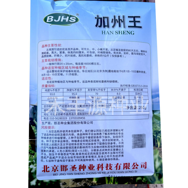 加州王西芹种子高产250g抗热耐寒抗病强菜园基地品种