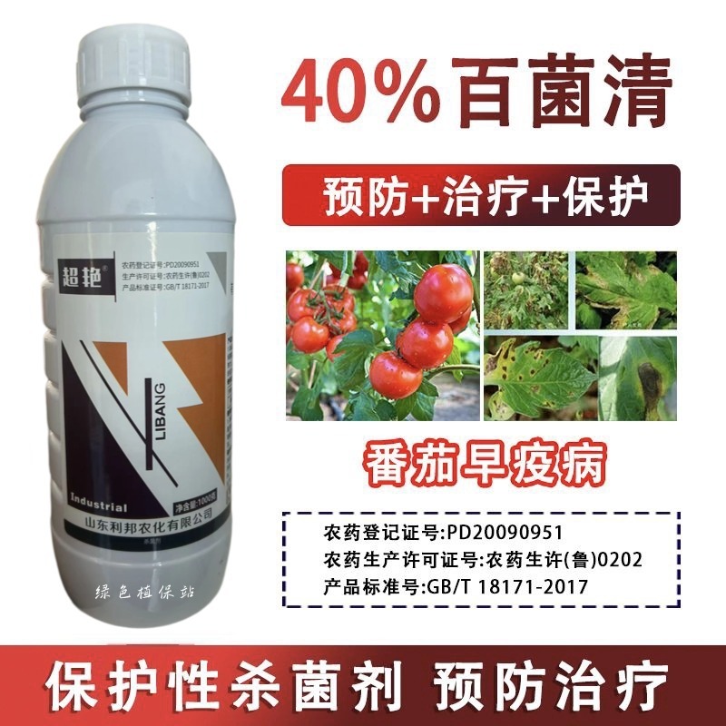 40%百菌清杀菌剂早疫病锈病炭疽病叶斑病霜霉病果树蔬菜农