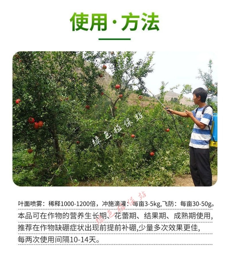流体硼小分子硼促花促果提高坐果率微量元素农用补硼叶面肥