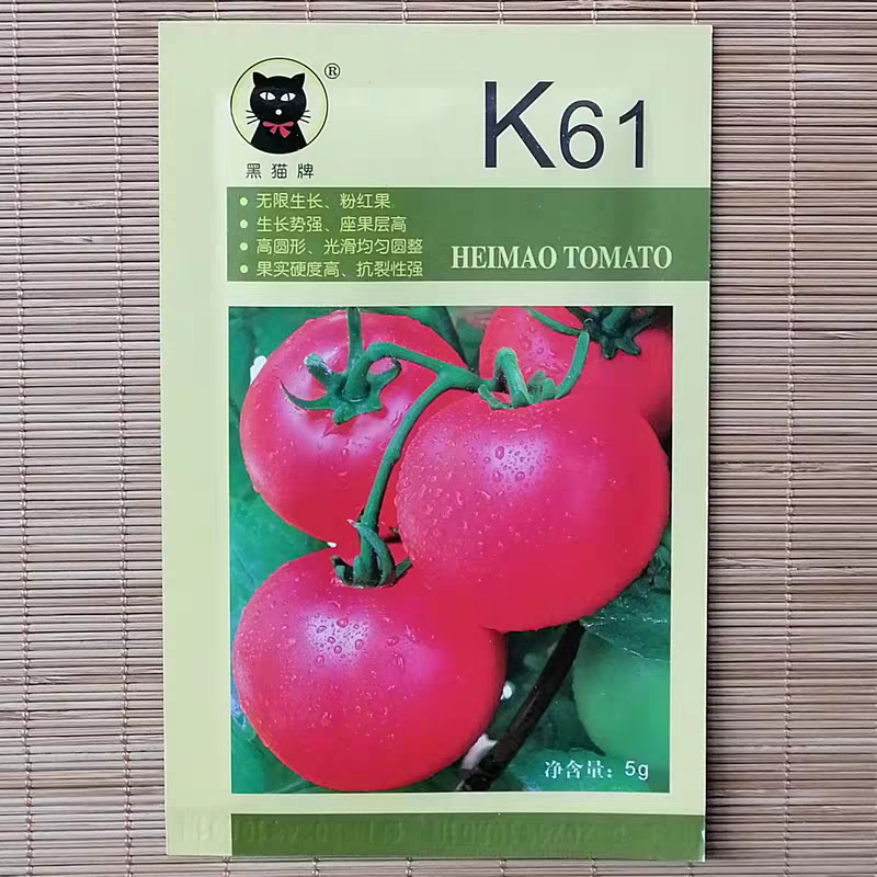 黑猫牌K61番茄种子春光番茄无限生长粉果抗TY西红柿种籽