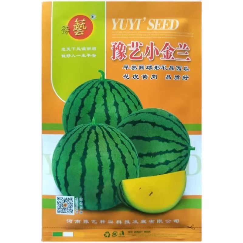 豫艺小金兰黄肉礼品西瓜种子黄瓤皮薄皮薄韧早熟小果正圆西瓜