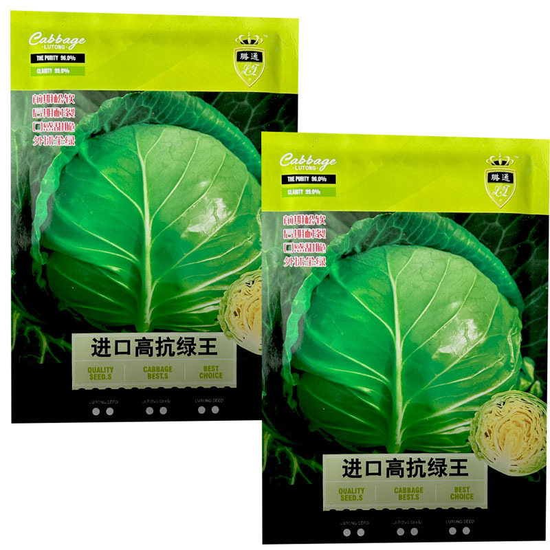 进口高抗绿王甘蓝种子松软暄菜耐裂甜脆全绿色基地型