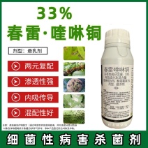 春雷喹啉铜果树花卉蔬菜柑橘溃疡穿孔流胶细菌性角斑病杀菌剂