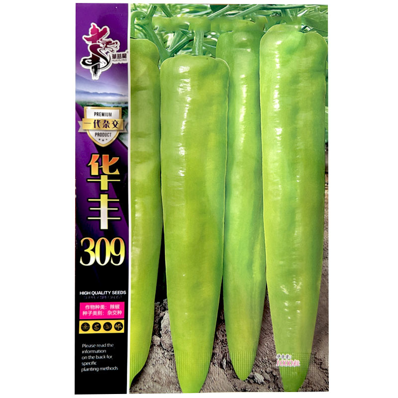 华丰309辣椒种子早熟羊角型黄绿色辣味香浓座果能力强