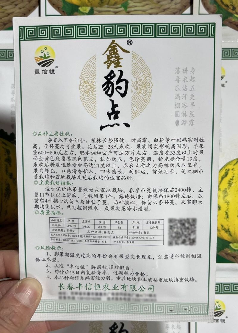 鑫豹点甜瓜种子八里香花皮豹点高糖绿肉杂交高产甜瓜香瓜种子
