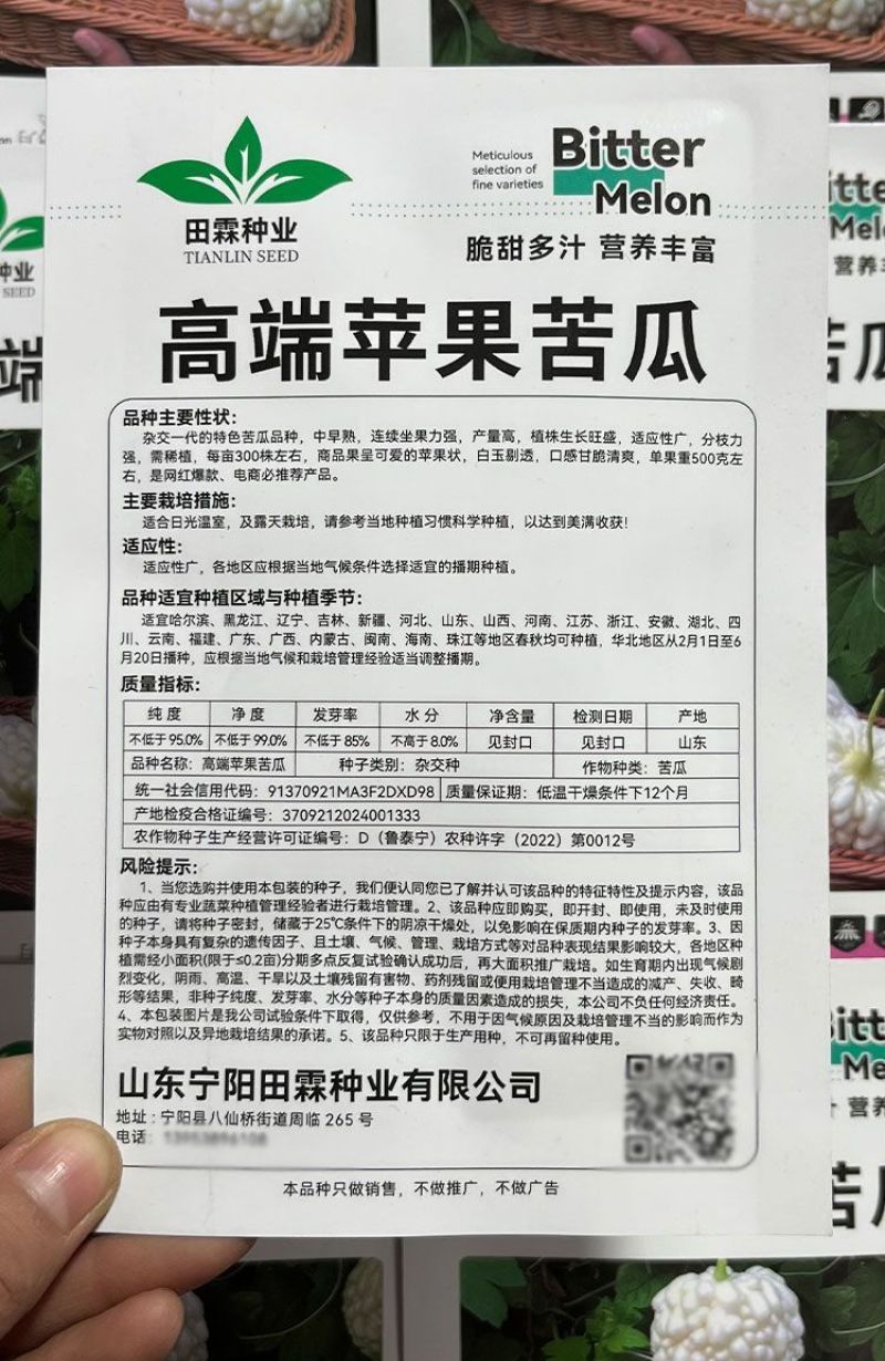 高端苹果苦瓜种子水晶白苦瓜种子耐高温高产苹果白圆苦瓜籽