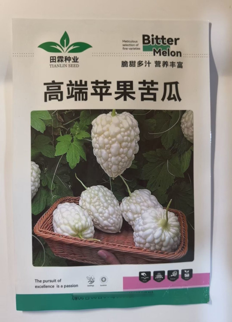 高端苹果苦瓜种子水晶白苦瓜种子耐高温高产苹果白圆苦瓜籽