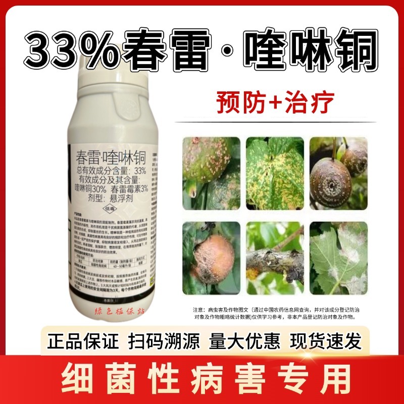 春雷霉素喹啉铜杀菌剂细菌性角斑病果树流胶病腐烂青枯叶枯病