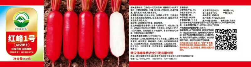红峰一号新品大红花叶红皮萝卜种子10罐起批50克/罐
