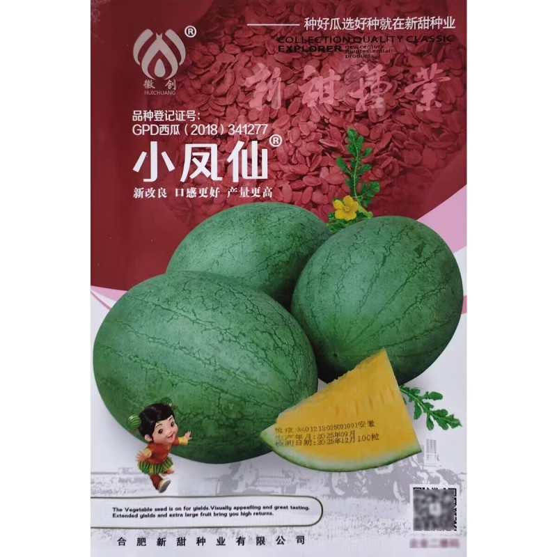 小凤仙西瓜种子改良黄瓤小西瓜早熟绿核桃皮黄肉香甜西瓜种籽