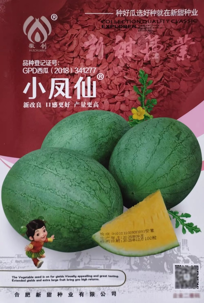 小凤仙西瓜种子改良黄瓤小西瓜早熟绿核桃皮黄肉香甜西瓜种籽