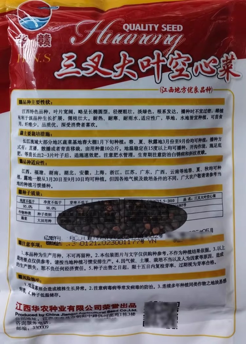 三叉大叶空心菜种子耐热耐寒叶片宽阔四季通心菜种籽高产早熟