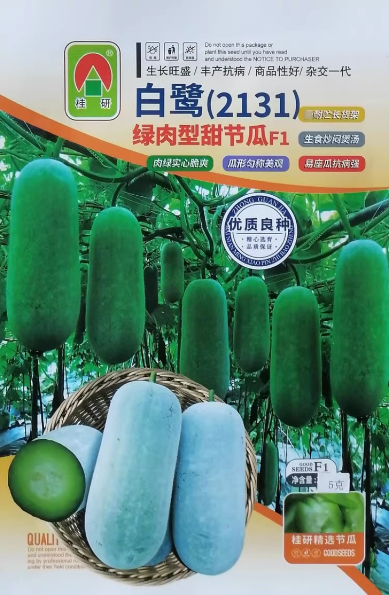 白鹭绿肉型甜节瓜种子冬瓜种子水果小冬瓜种籽脆甜耐贮运