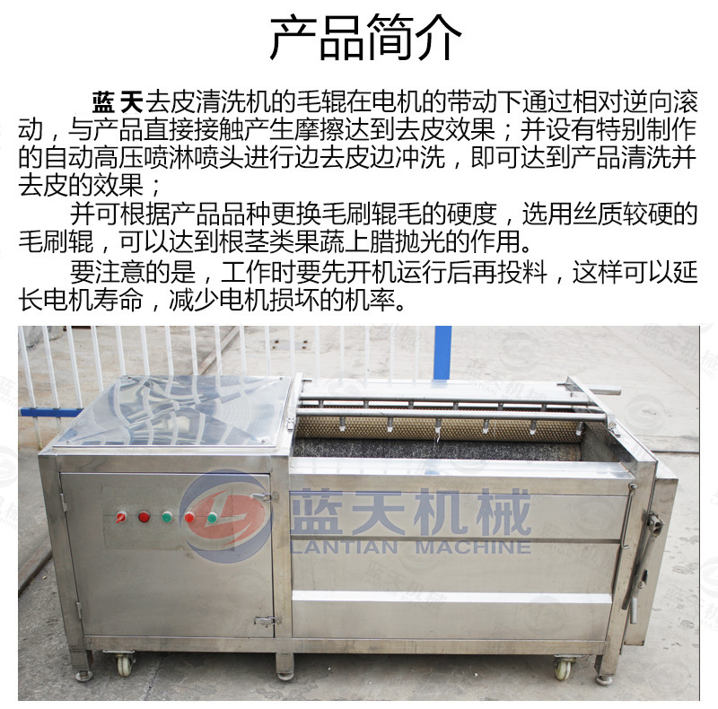 山药去皮清洗机不锈钢山药毛辊清洗机淮山药山药豆清洗设