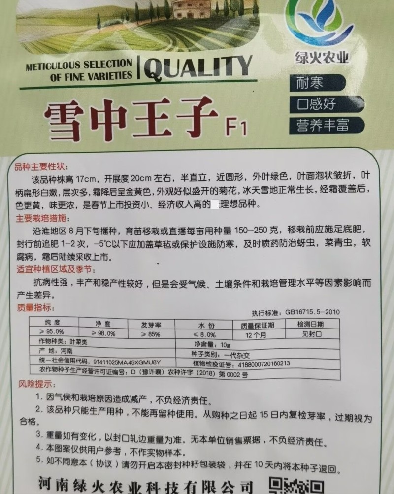 杂交黄心乌种子雪中王子黄心菜耐寒越冬乌塌菜黄心白菜蔬菜种