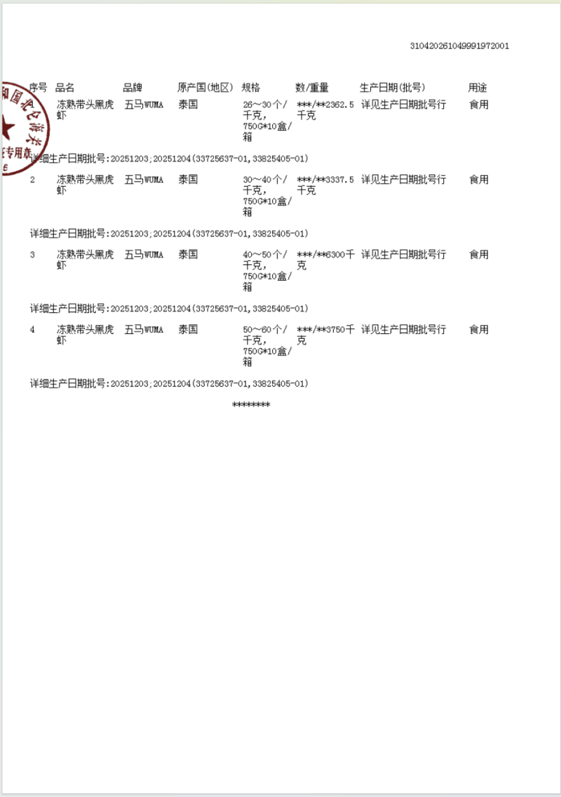 泰国黑虎虾急冻锁鲜规格齐全量大从优欢迎来电
