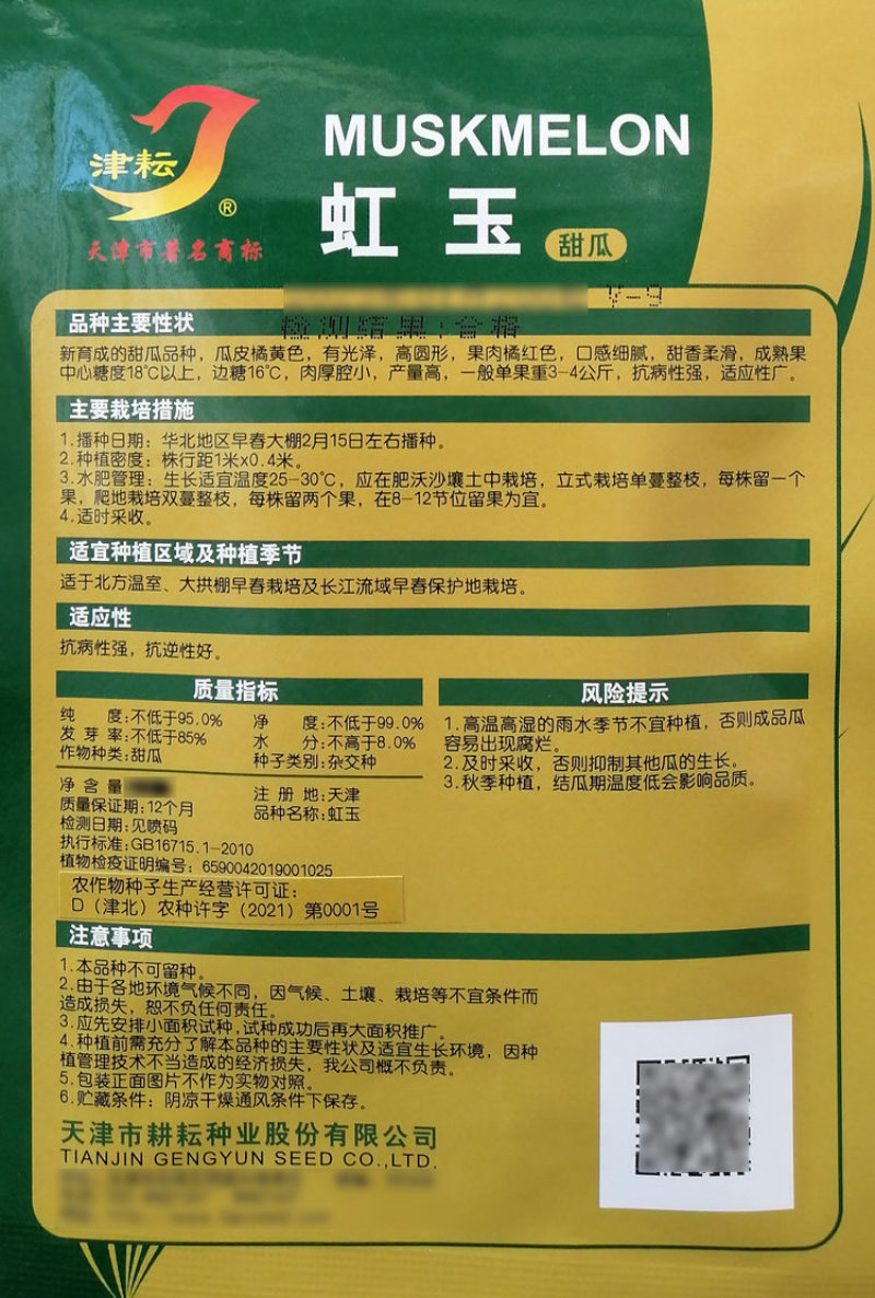 虹玉甜瓜种子高圆型橘黄皮红瓤甜瓜香甜红肉香瓜种籽