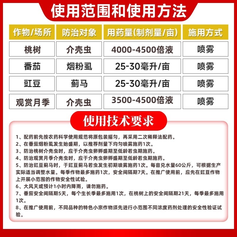 螺虫乙酯杀虫剂农药桃树观赏月季介壳虫番茄烟粉虱豇豆蓟马