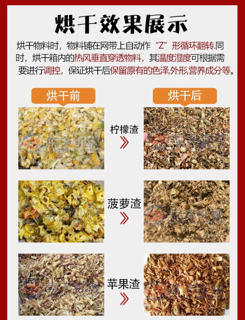 橙子渣烘干机柠檬渣水果渣烘干设备鲜果皮橘子渣干燥机