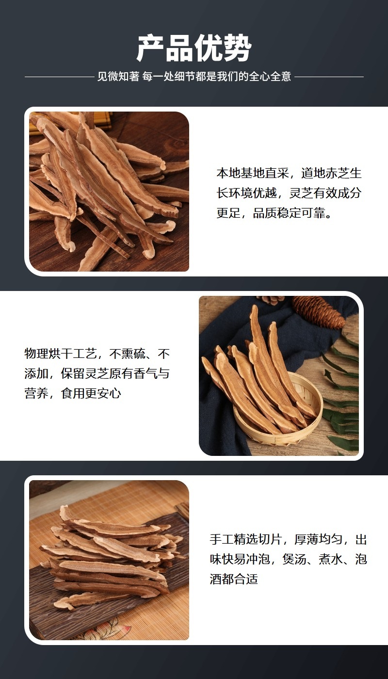 批发灵芝切片山东灵芝片泰山赤灵芝切片灵芝康瑞灵芝