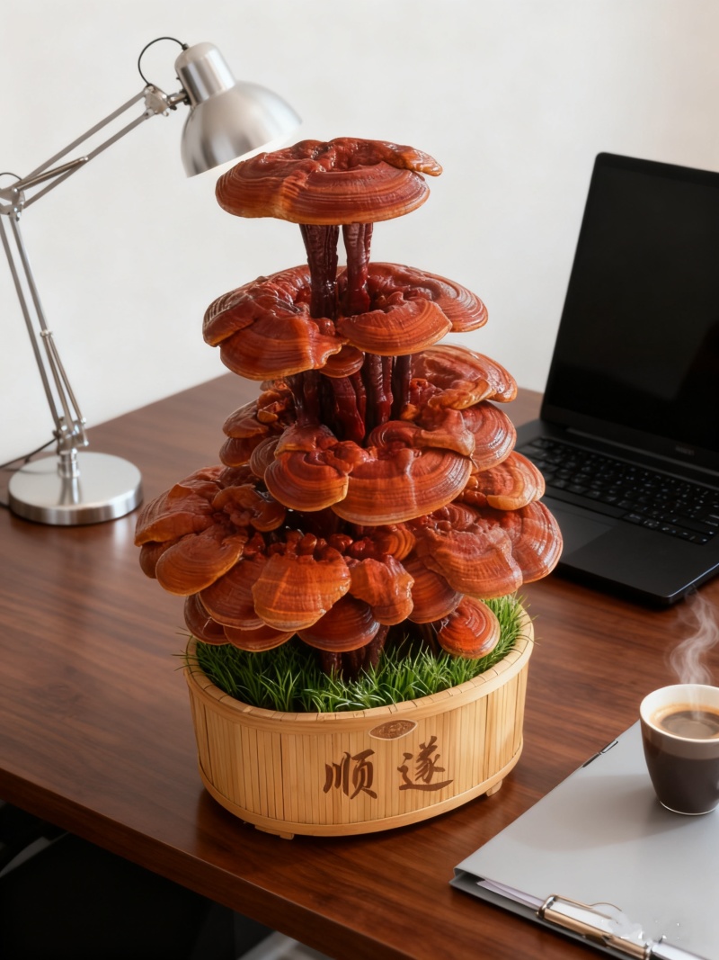灵芝盆景批发活体嫁接中小型盆景灵芝摆件室内摆件